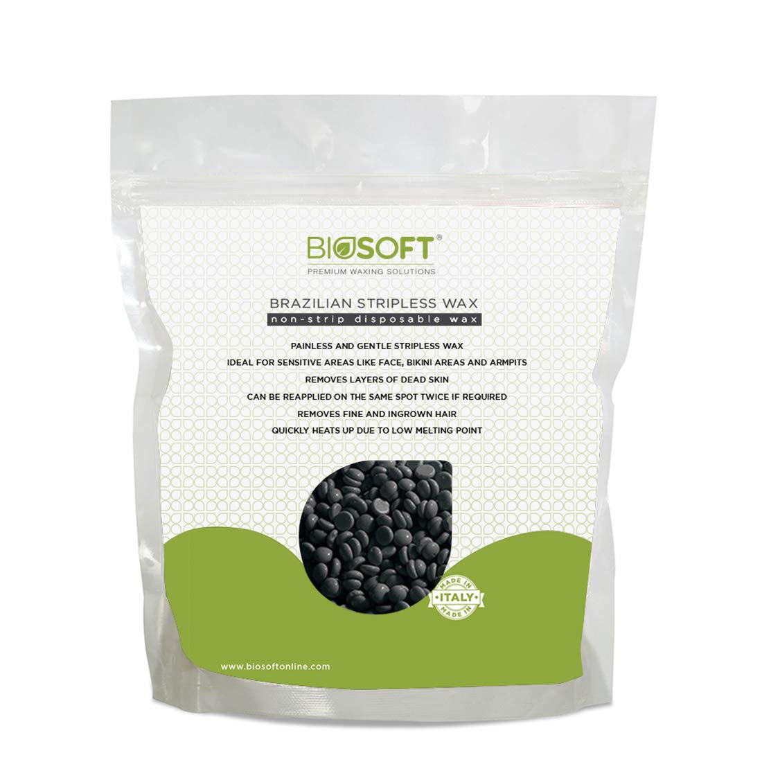Biosoft Charcol Stripless Wax (500g) Infused With Charcoal & Ideal For Oily Skin.