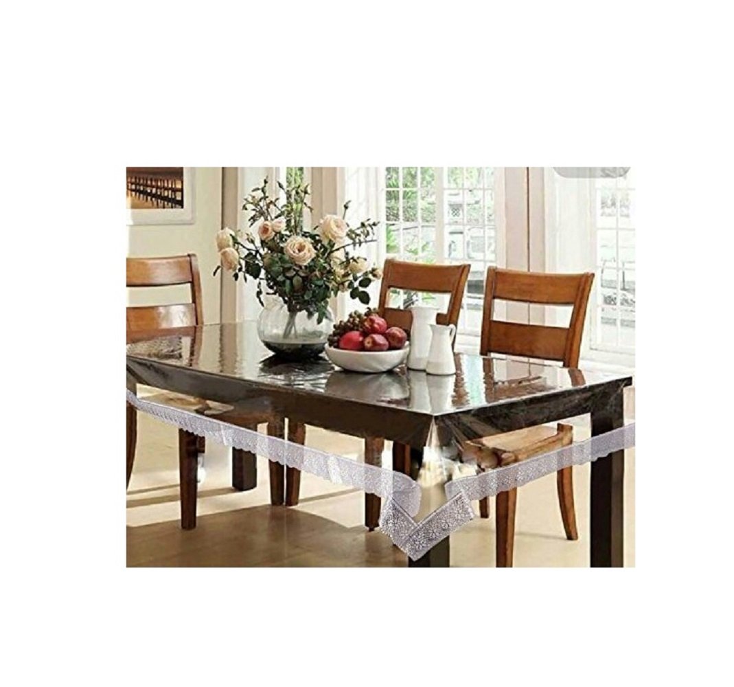 Buy Oneness Fashion Square Centre Table Cover Transparent with Silver ...