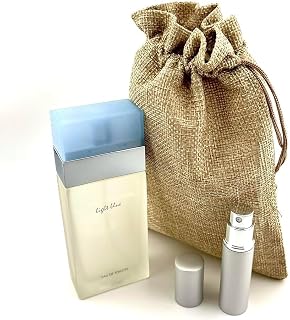 BUNDLE- Light Blue Perfume for Women 6.7 Eau De Toilette Spray with Burlap Bag & Mini Refillable Atomiser