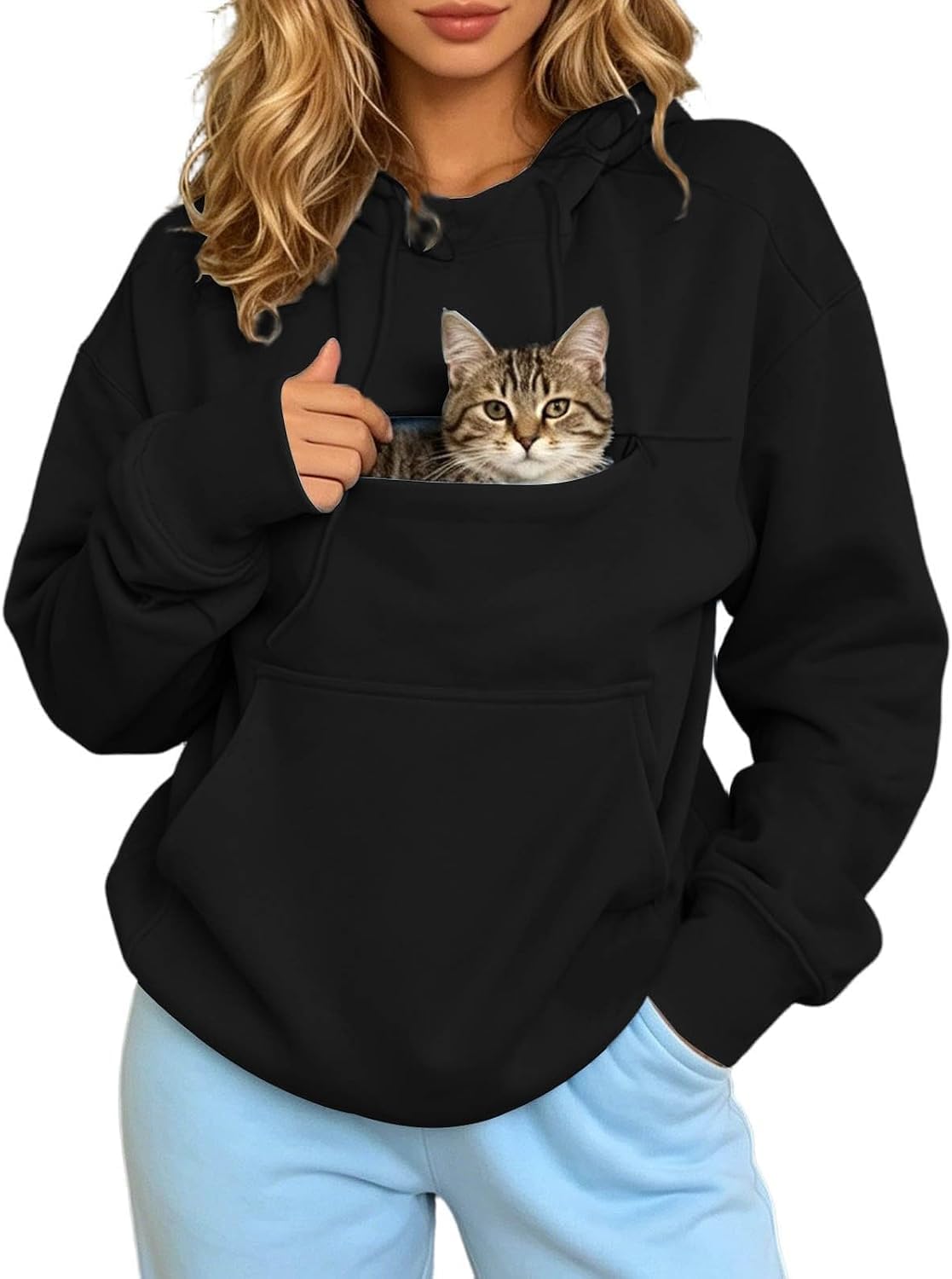 Hoodie with Pet Pouch, Oversized Dog Carrier Hoodie for Small Dogs & Cats, Lightweight Fleece Sweatshirt with Kangaroo Pocket