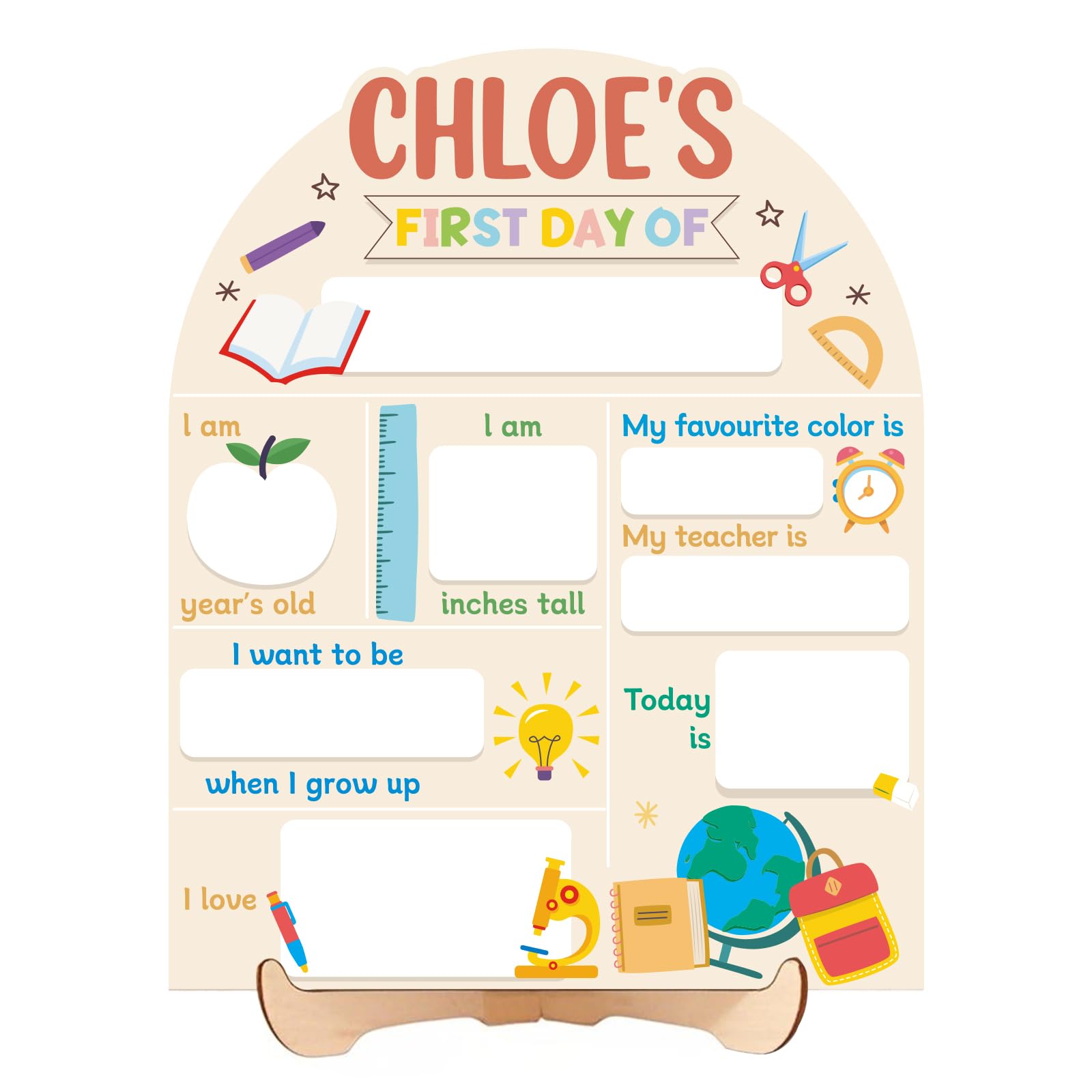Personalized First and Last Day of School Board, Interchangeable Boards, Custom Back to School Kids Supplies for Kindergarten Preschool (Reddish Brown)
