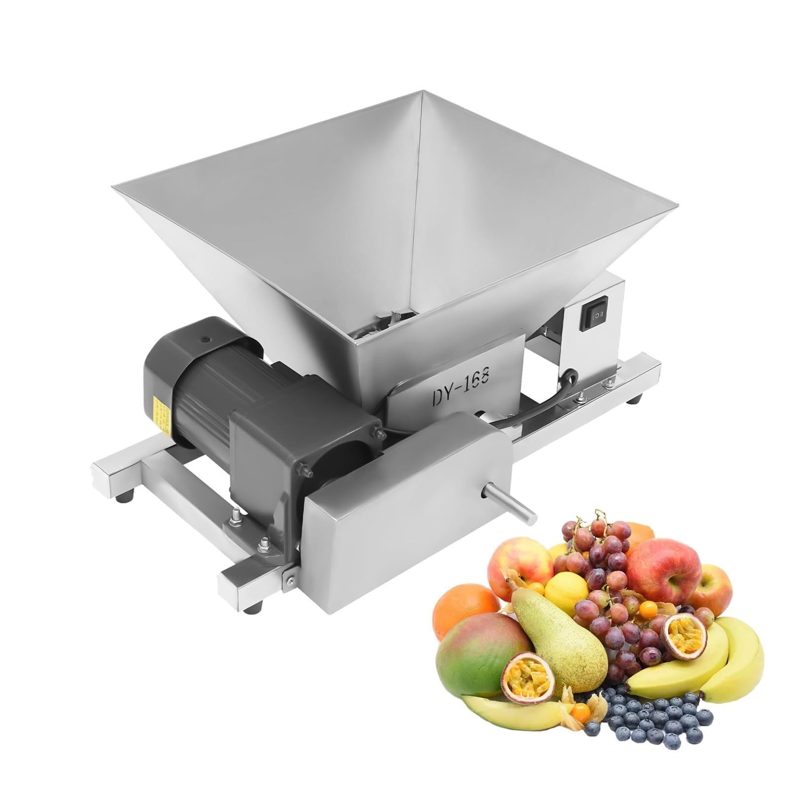 Moledora eléctrica de frutas, trituradora de uva y manzana de 4 litros, molinillo de acero inoxidable, salida de 20 kg/h para procesamiento de jugos y alimentos