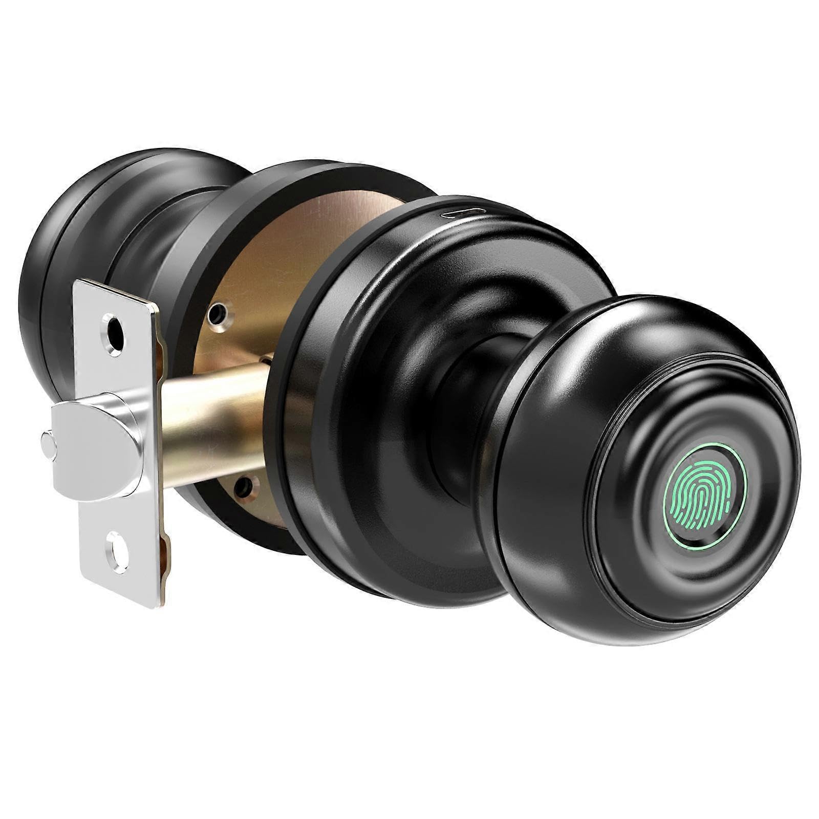 Okrągła gałka Tuya Bluetooth Smart Lock łatwa instalacja cylindryczna elektroniczna cyfrowa biometryczna blokada odcisków palców do inteligentnego domu