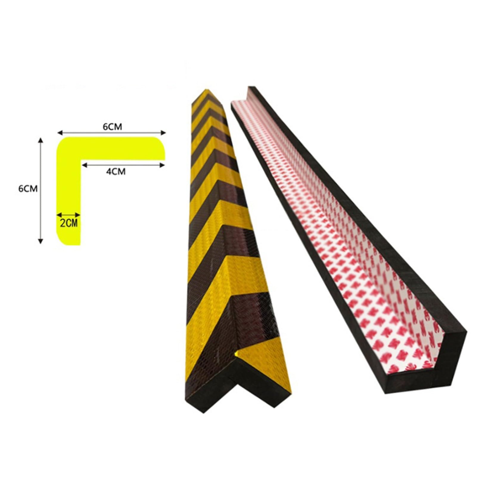 Schaumstoff-Kantenschutz, L-förmiger Eckenschutz mit reflektierenden gelben und schwarzen Streifen, selbstklebende Sicherheitsstoßstangen, Aufprallschutzpolsterung, 10 Stück