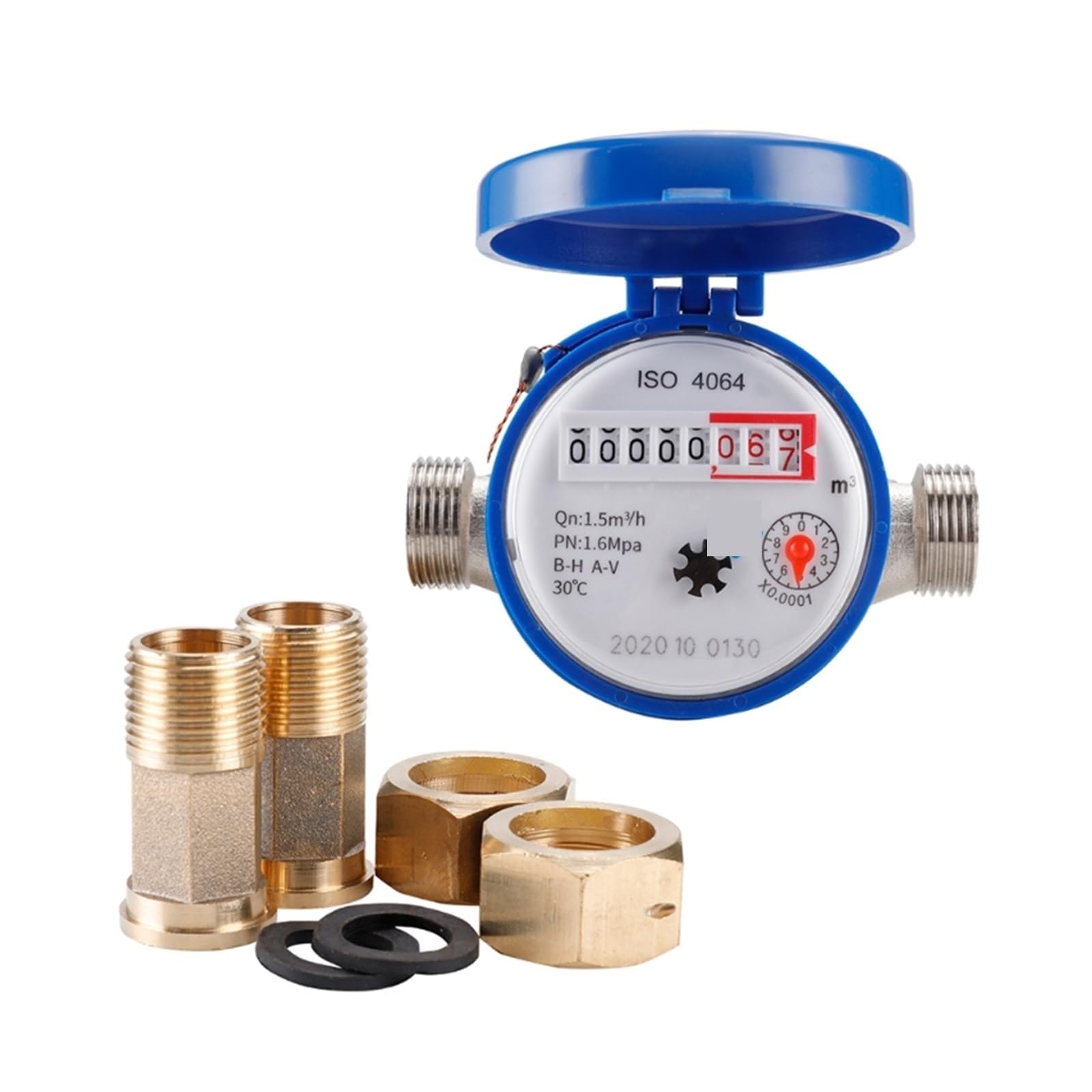 Débitmètre, Compteur d'eau, débitmètre d'eau, 1,5 m3/h 0-30 ℃, Compteur d'eau Froide précis à 0,0001 for Un Usage Domestique dans Le Jardin, Facile à Lire pour liquides