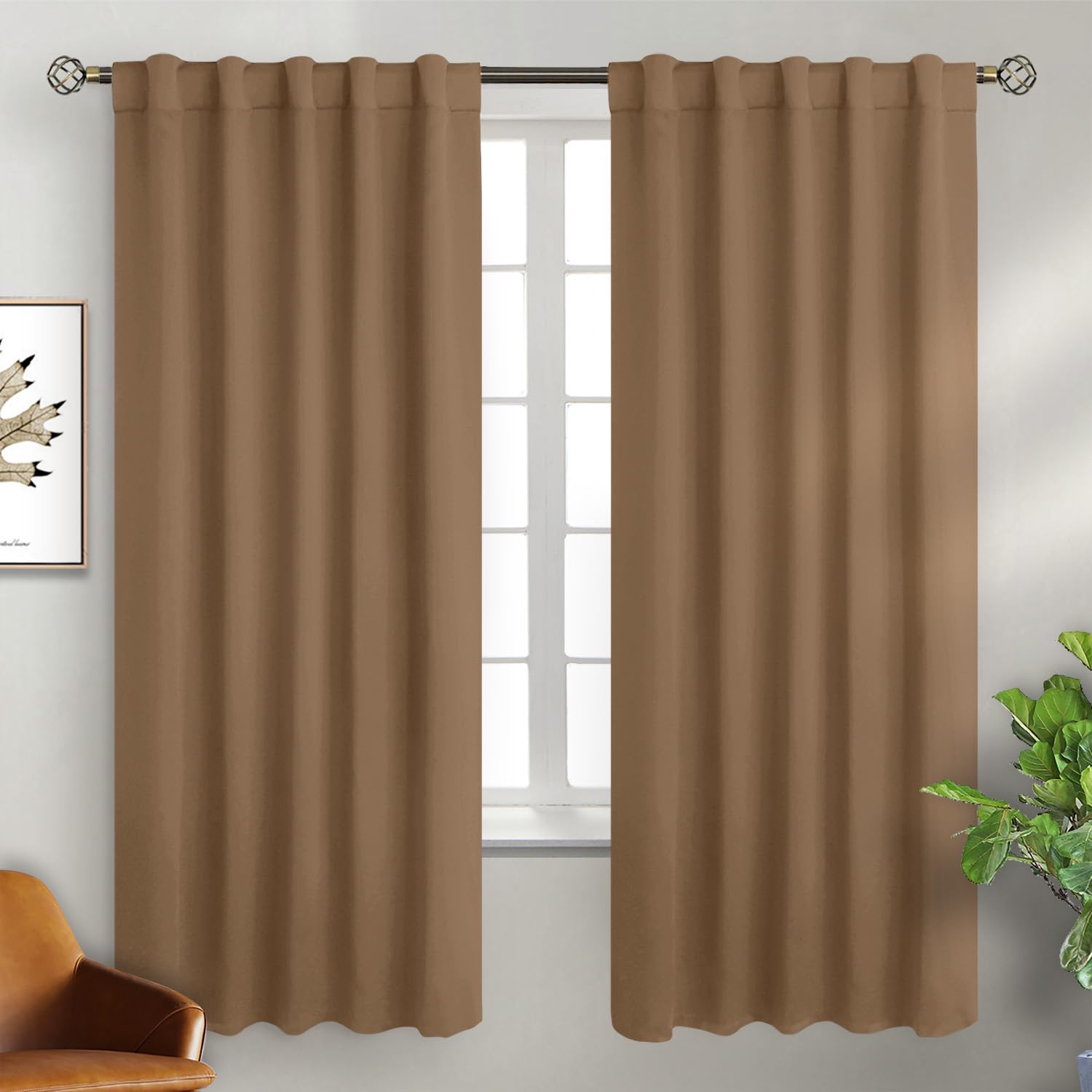 BGment 72 inch Length Blackout Curtains - Thermal Insulated Rod Pocket and Back Tab Room Darkening Blackout Curtains for Bedroom/Living Room, 2 Window