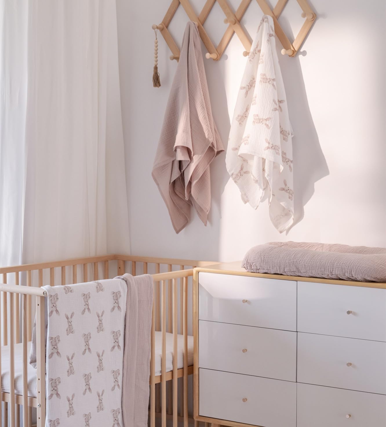 Little Jump 2 Layers Muslin Cotton Baby Blankets - Bunny Toddler Quilt Crib Blanket - Gender Neutral Crib Blanket for Baby Boys and Girls 47"x 47" (Bunny) - Image 5