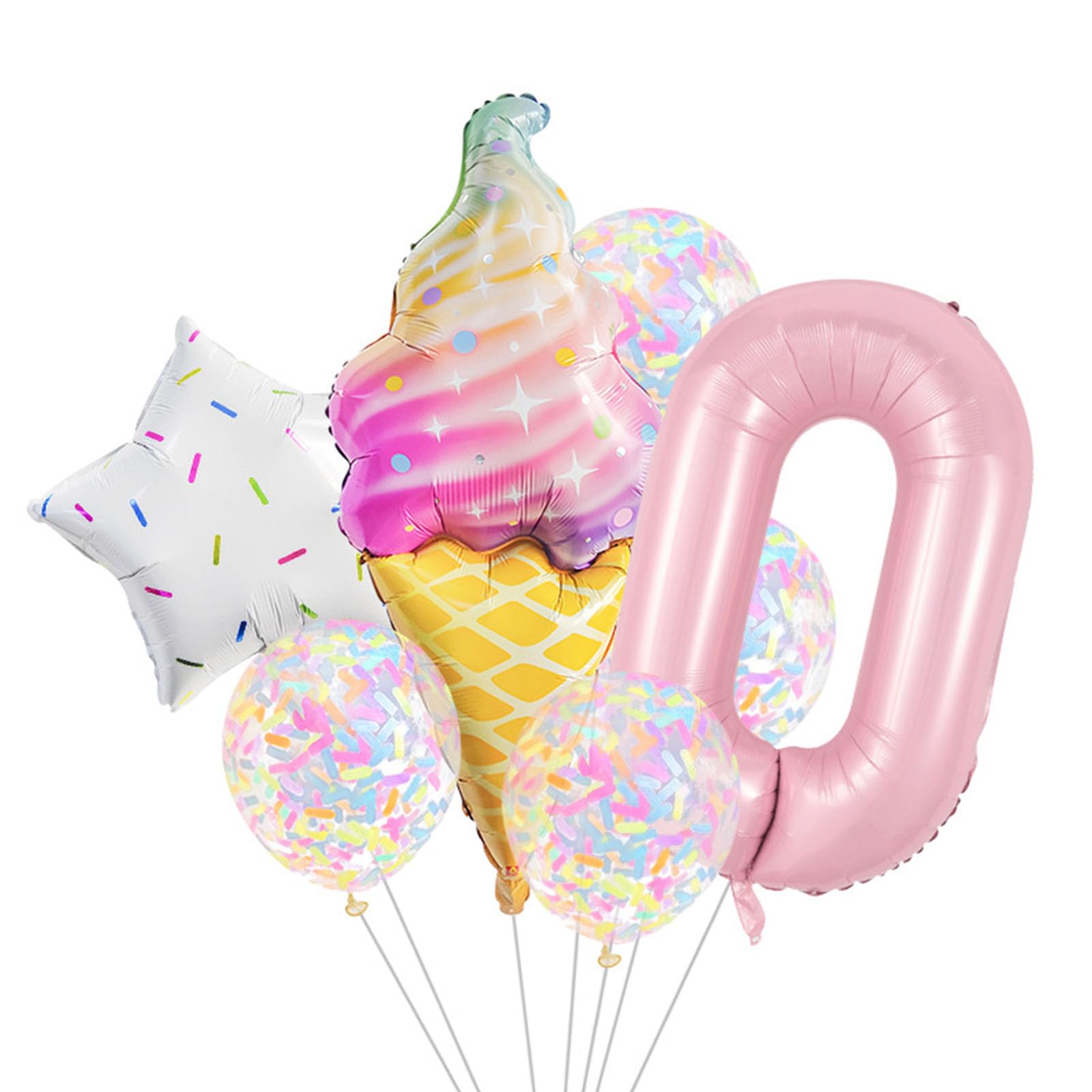 Tsophreniq Sweet Theme Foil Balloons Set with Ice Cream and Star for Fun Celebrations Ice Cream Foil Balloon