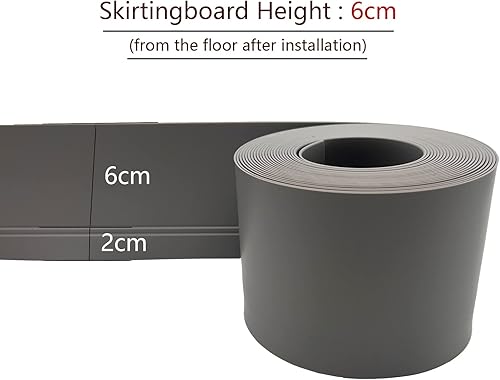 Miniatura 3 de Base de vinilo flexible para pared, moldura de piso, zócalo de PVC, 19.68 pies de largo x 3.15 pulgadas de ancho, diseño de doble pliegue para una