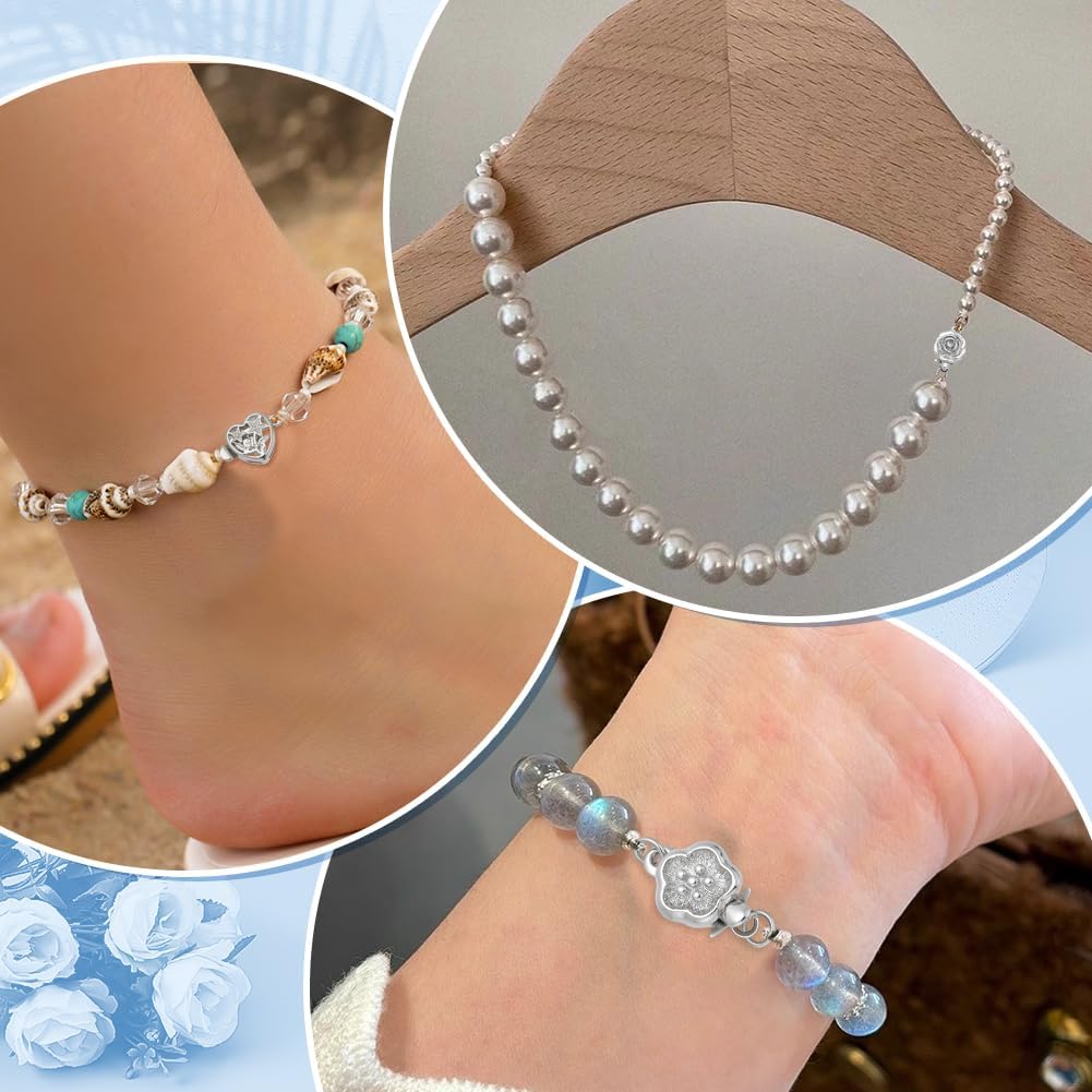 24 Sets Flower Box Clasp 6 Style Filigree Heart Rectangle Round Brass Connector Necklace Layered Clasp Single Multi Strand Jewelry Findings for DIY Craft Bracelets Jewelry Making - Image 5