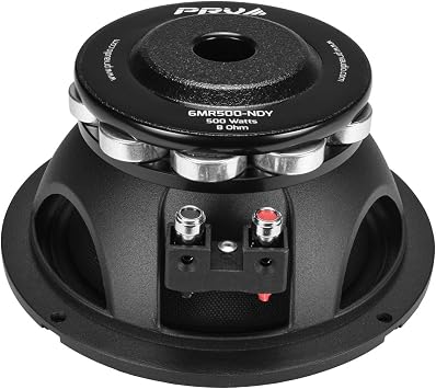 PRV AUDIO 6.5 Inch Midrange Speaker 6MR500-NDY 500 Watts 8 Ohm Neodymium Magnet, High Output Loudspeaker for PRO Audio & Car Audio (Single)