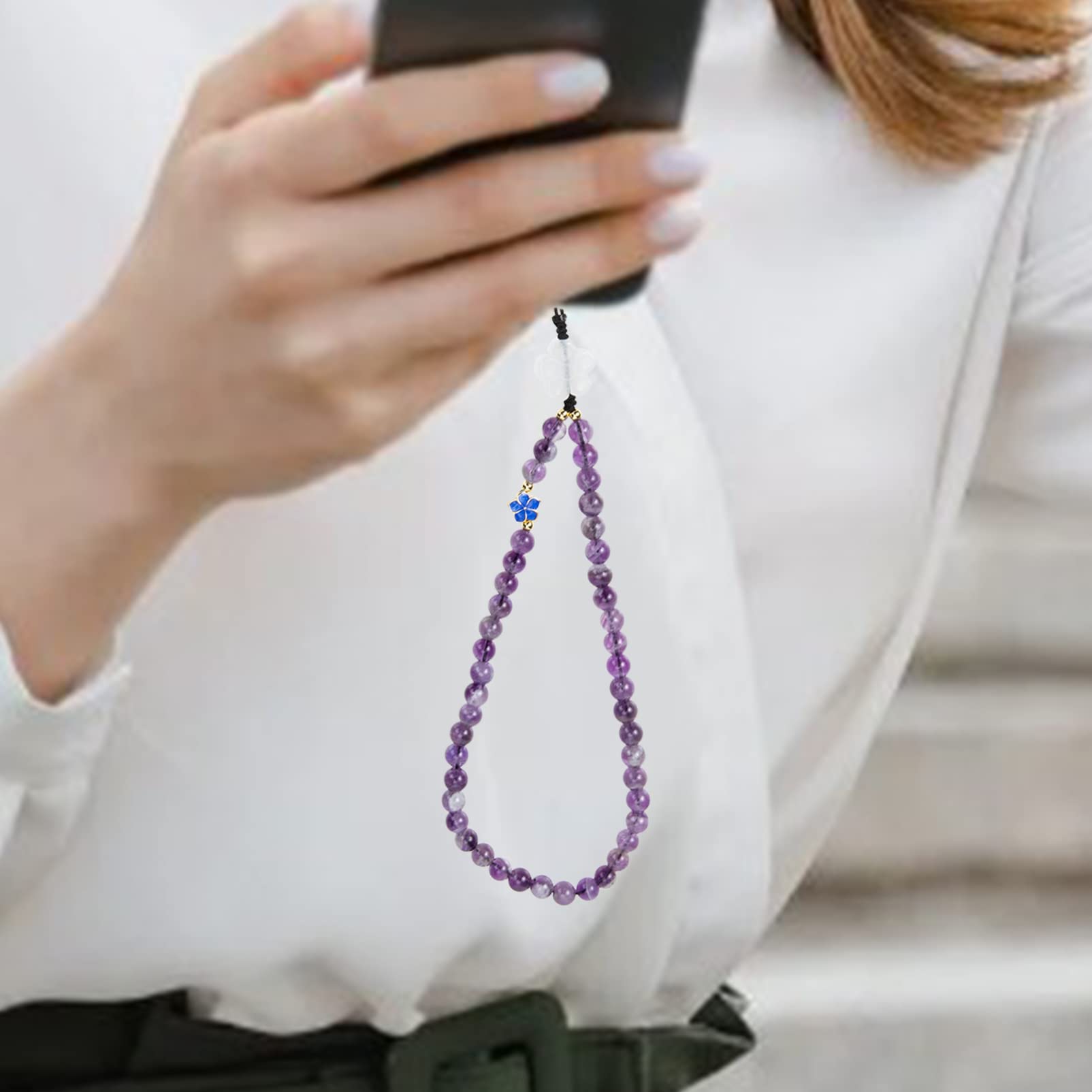 Housoutil 5 Piezas De Cordón Decorativo Con Cuentas Para Teléfono Móvil Colgante Para Cámara De Identificación Amuleto De Amatista