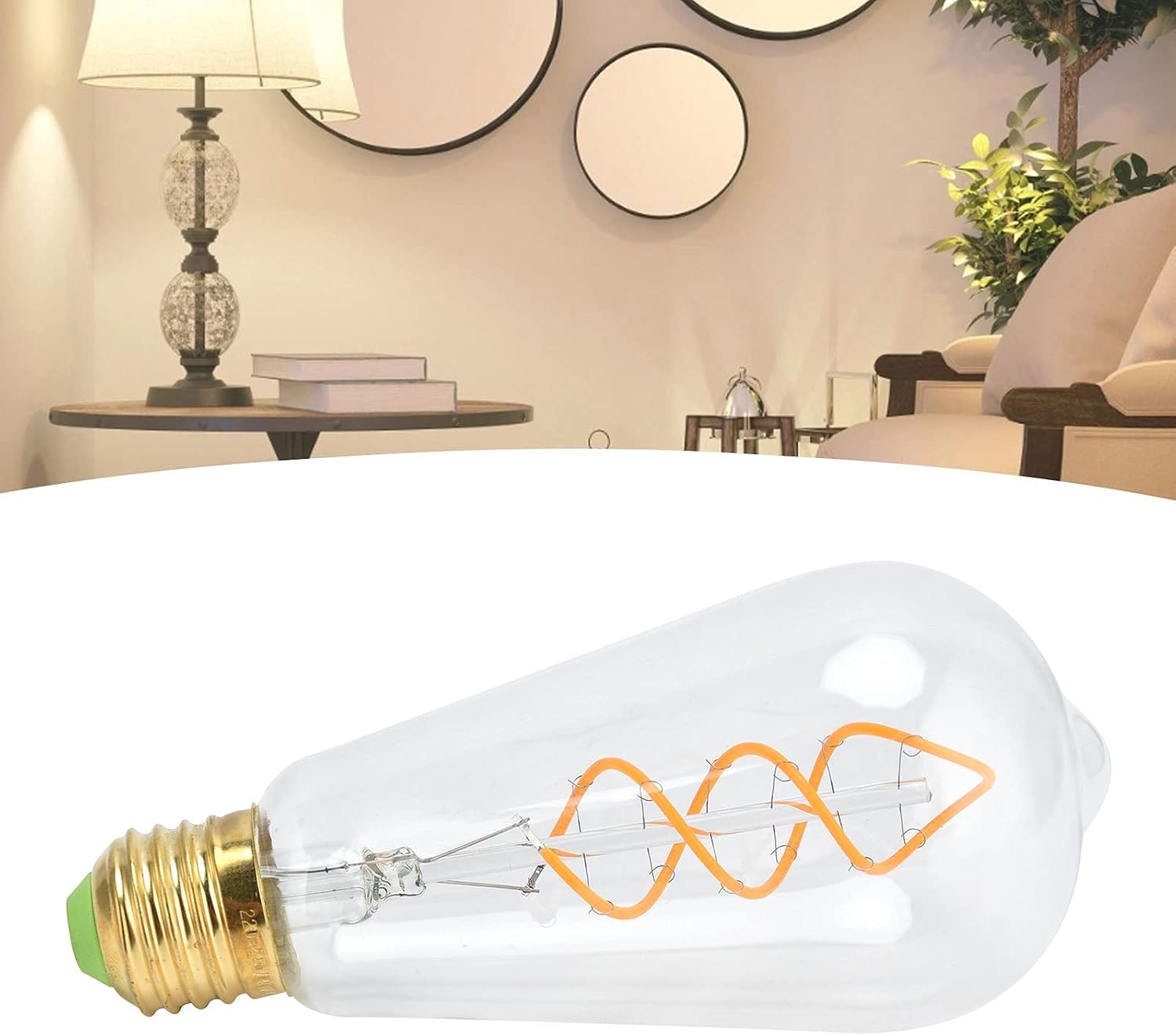 Garosa LED Filament Bulb Vintage Dimmable Light Bulb 4W 2300K 220lm E27 Base Glass Double Spiral Warm White 220V Transparent for Home Decoration