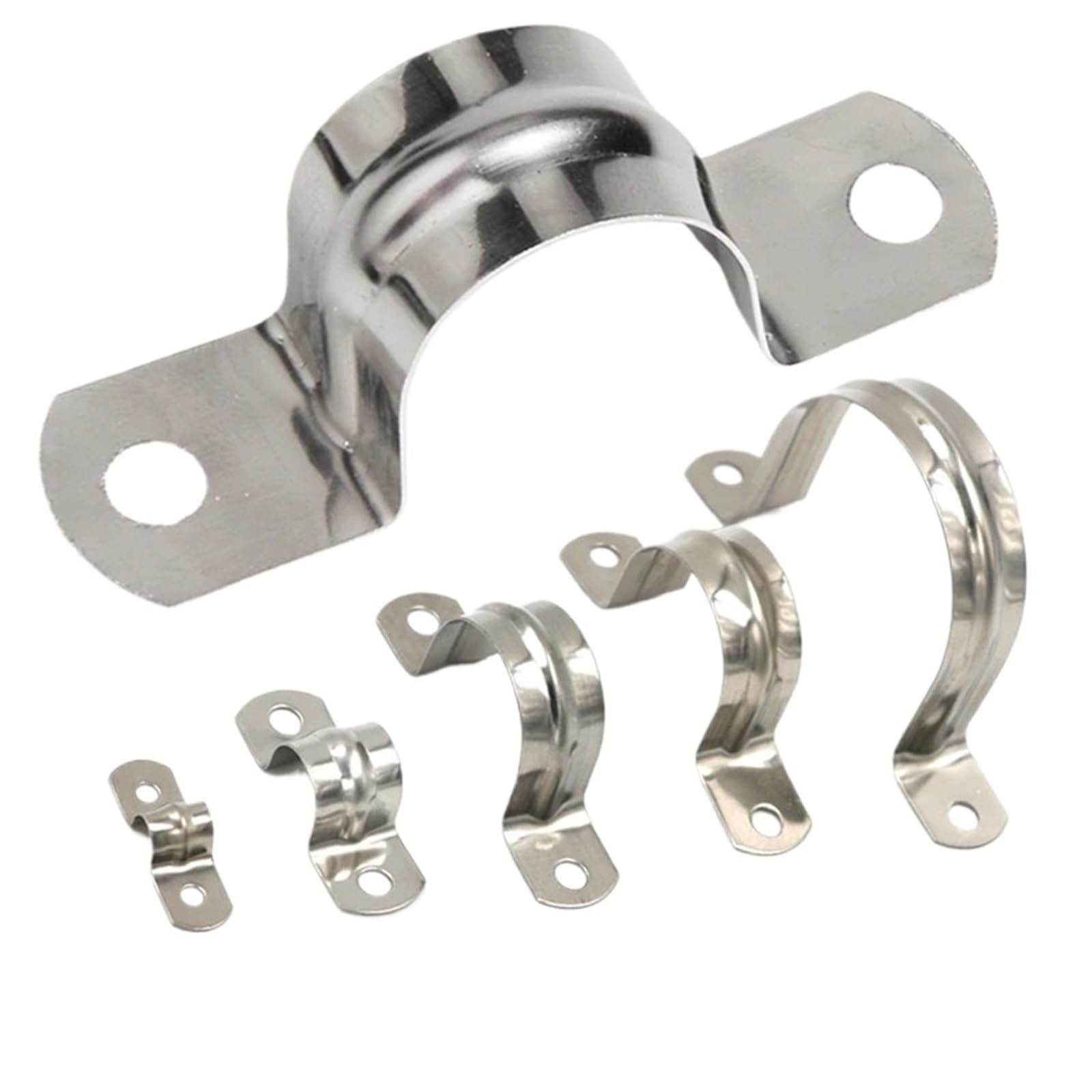 Lztdsbx One Color Stainless Steel Conduit Clamps 250 Stainless Steel Thickened Tube Card U Type Water Pipe Clamp Horseback Saddle Clip Throat Hoop Bracket(M10)