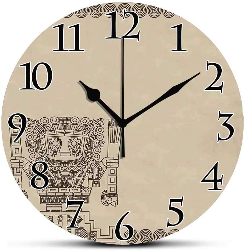BCWAYGOD Silent Wall Clock,Native American,Mayan and Inca Tribal