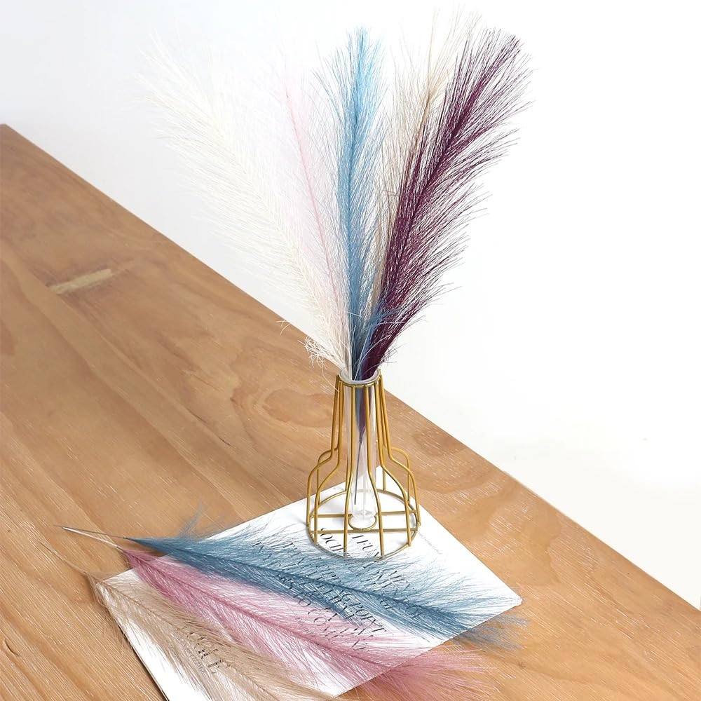 Bouquet de Pampas artificielles en Soie Multicolore, 40 cm, Lot de 10 ou 15(Curry,15pcs)
