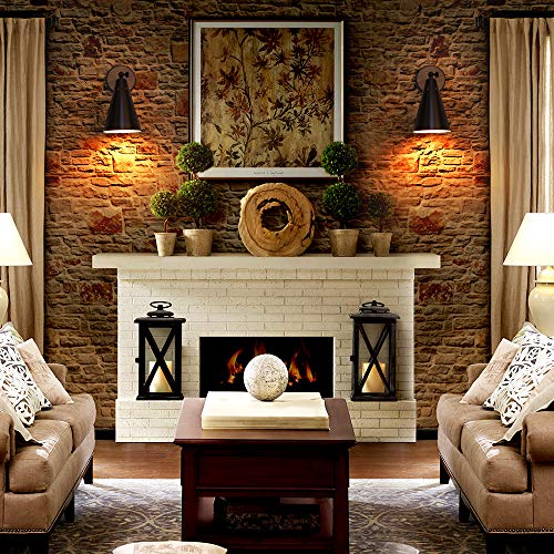 Mwz Rustic Farmhouse Black Metal And Wood Wall Sconce Adjustable Lamp，2 Pack,Rustic Wall Lighting Fixture For Bedroom, Living Room, Headboard, Garage, Porch #TOP2