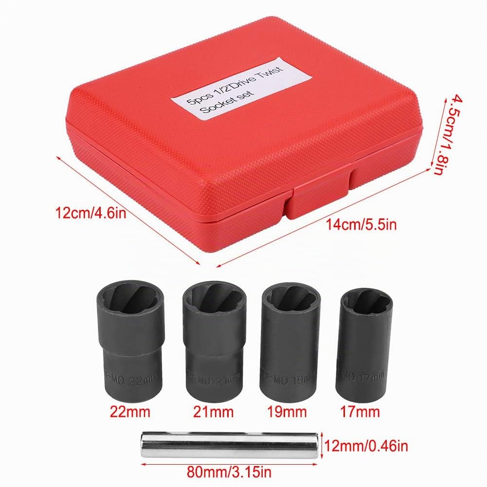 Extracteur Ecrou Antivol,Extracteur Ecrou Antivol Douille Ecrou Abimé,Estrattore Bulloni Antifurto,Douilles Torsadées /2,Tbe Twsi Socket Set,5Pcs Twi Socket Set Roue De Verrouillage