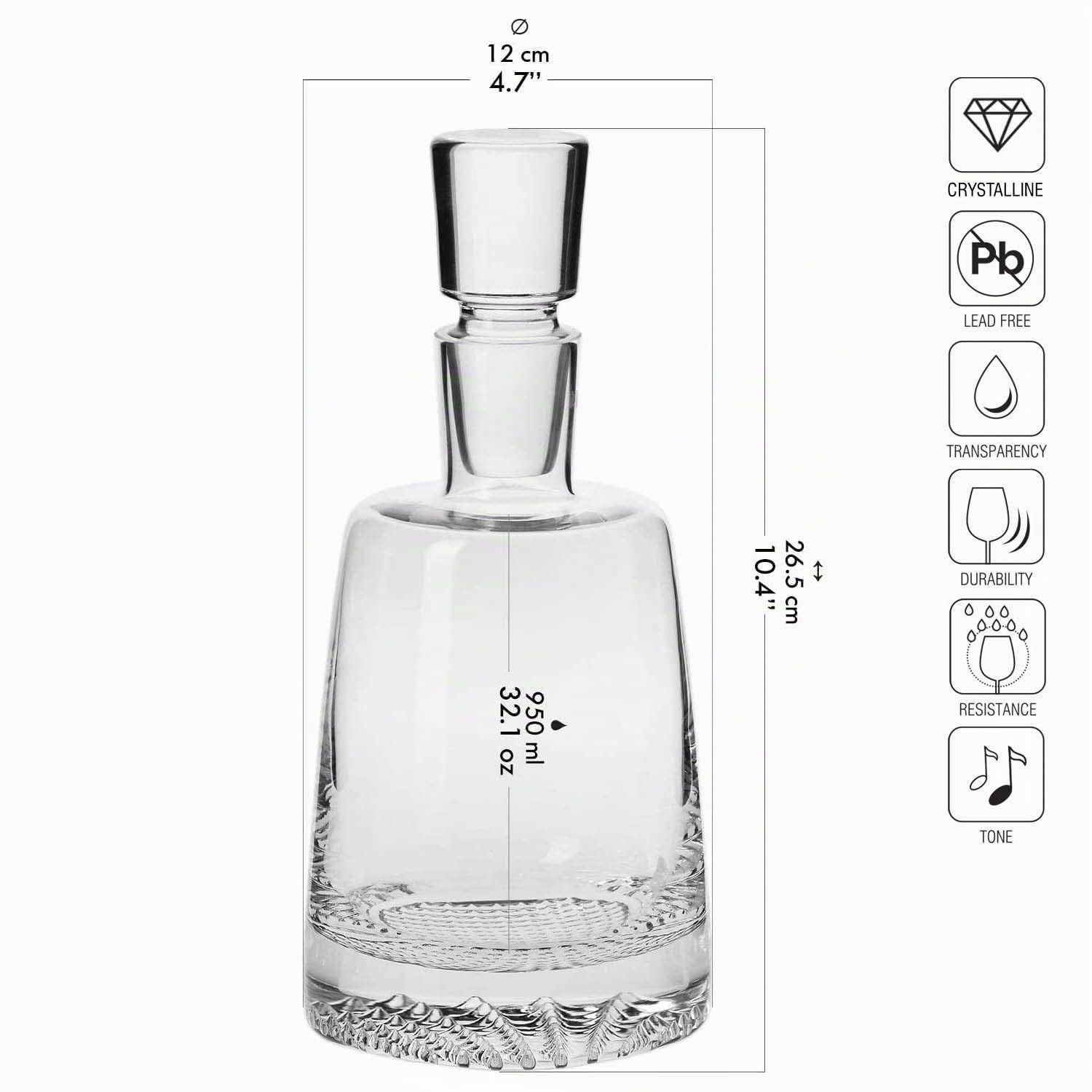 Krosno Set de whisky | 1 × decantador 950 ml y 6 × vasos 300 ml | Colección Fjord | Para casa, restaurantes y fiestas | Regalo para conocedores del whisky | Cristal sin plomo