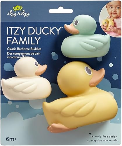 Miniatura 10 de Itzy Ritzy Ducky Family - Juego de juguetes flotantes de baño de 3 piezas con diseño hermético patos suaves y exprimibles diseñados para edades de 6