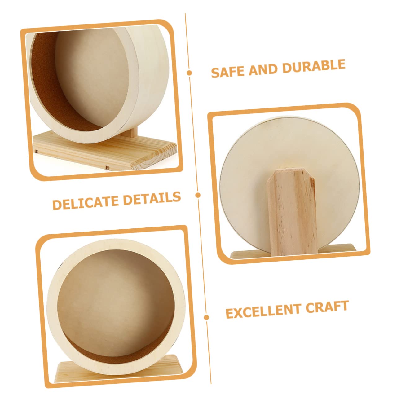 Roue d'exercice en Bois pour Hamster Silencieuse, Modèle Khaki