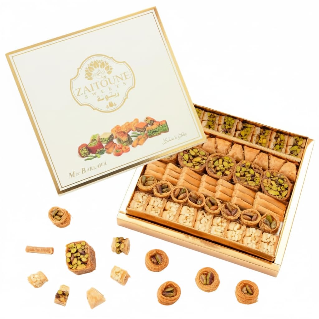 Zaitoune Cashew & Pistachio Baklava Selection Box - 500 g | Traditional Luxury Pastry | Arabic Dessert with Authentic Flavours in Beautiful Packaging | Handmade in Turkey