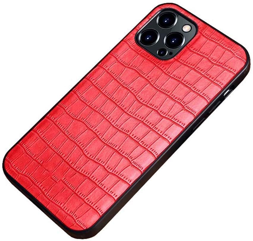 Coque iPhone 12 antichoc motif crocodile rouge avec protection écran et objectif photo intégrée