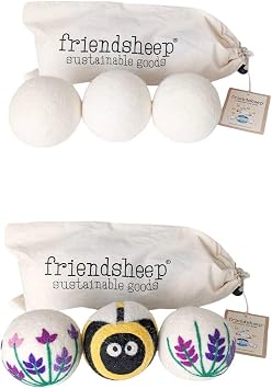 Wool Dryer Ball Bundle Lavender Fields Bee Flower + White Trio by Friendsheep
