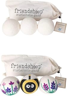 Wool Dryer Ball Bundle Lavender Fields Bee Flower + White Trio by Friendsheep