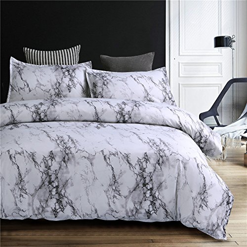 Meiju Mateju Juego de Ropa de Cama Patrón de mármol, 2/3 Piezas Microfibra Antialérgico Anti Decoloración Funda Nórdica de Edredón Estampada Cama (150x200cm -2pcs,Gris)