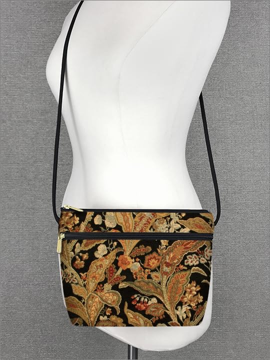 Image of Danny K. Women's Tapestry Zipper Purse Crossbody Handbag, Adjustable Cord, Handmade in USA
