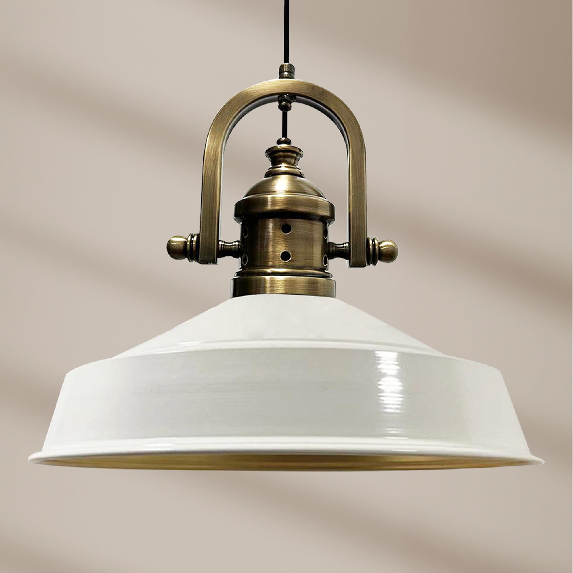 Asletl-Finke Lámpara Colgante Industrial, Pantallas de Lámpara de 40 cm, Lámpara Moderna de Metal para Isla de Cocina, Lámpara Colgante E27 para Salón y Comedor, Lámpara Colgante Blanco