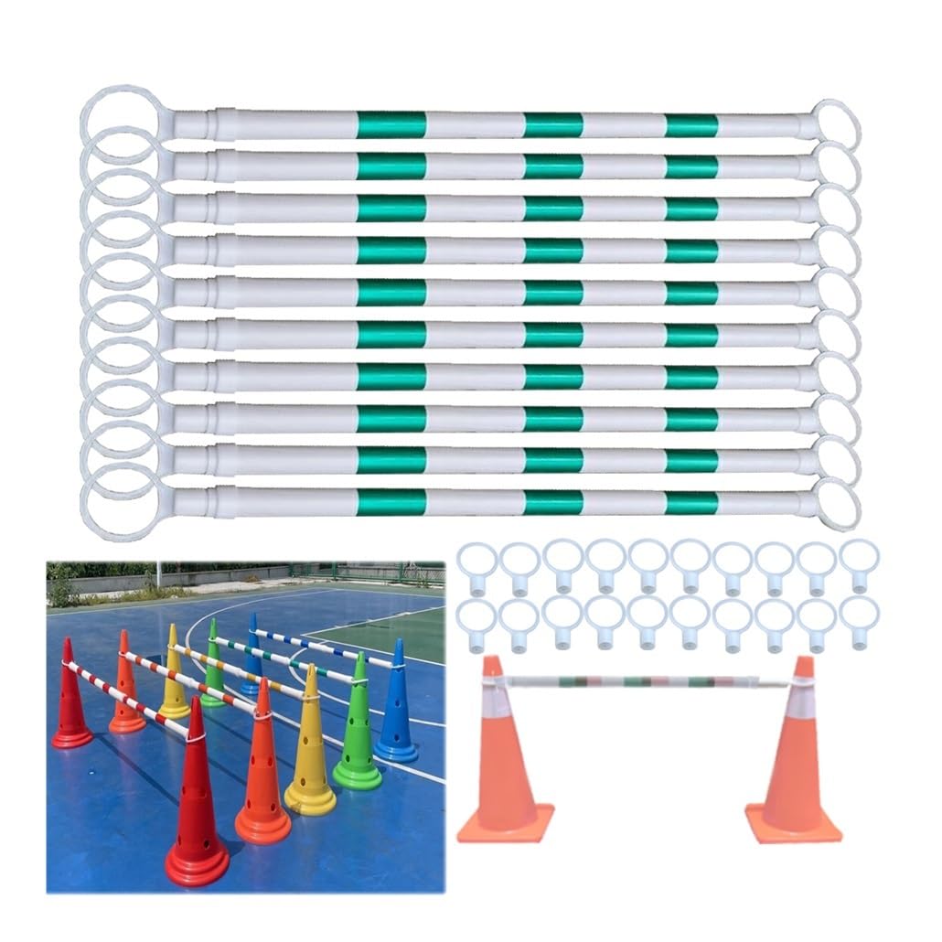 Varilla de unión para conos de seguridad, Paquete de 10 conos tráfico retráctiles multicolores 1,2 m (Green and White)