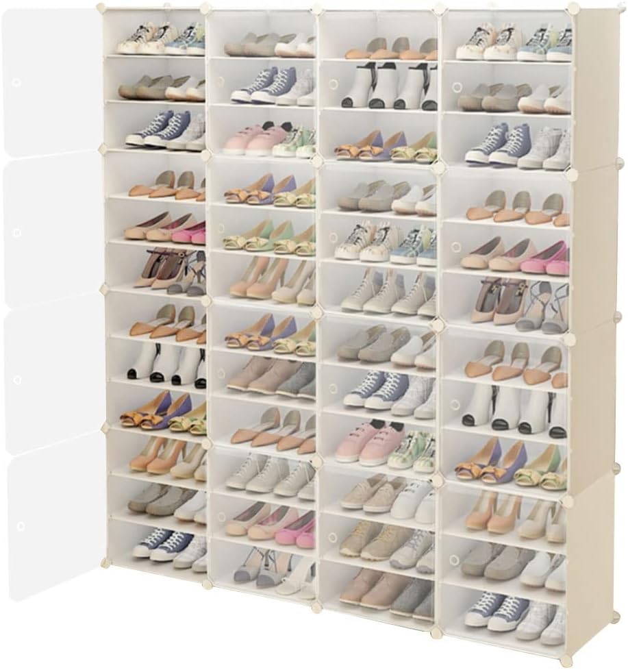 SEANESZTI Shoe Organizer, 16 Cube 48 Tiers 96 Pairs Plastic