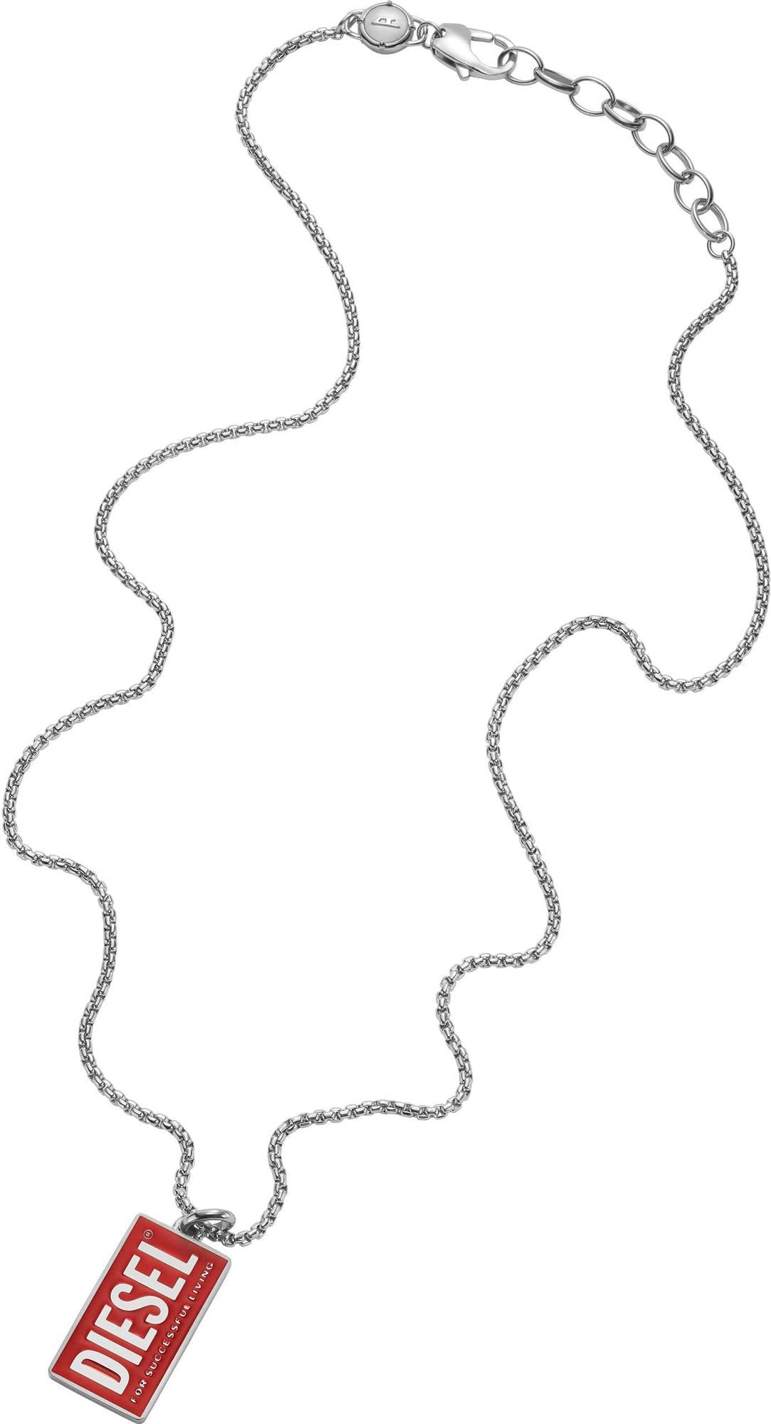 Diesel Herren Edelstahl mit Karabinerverschluss Hundemarke Halskette