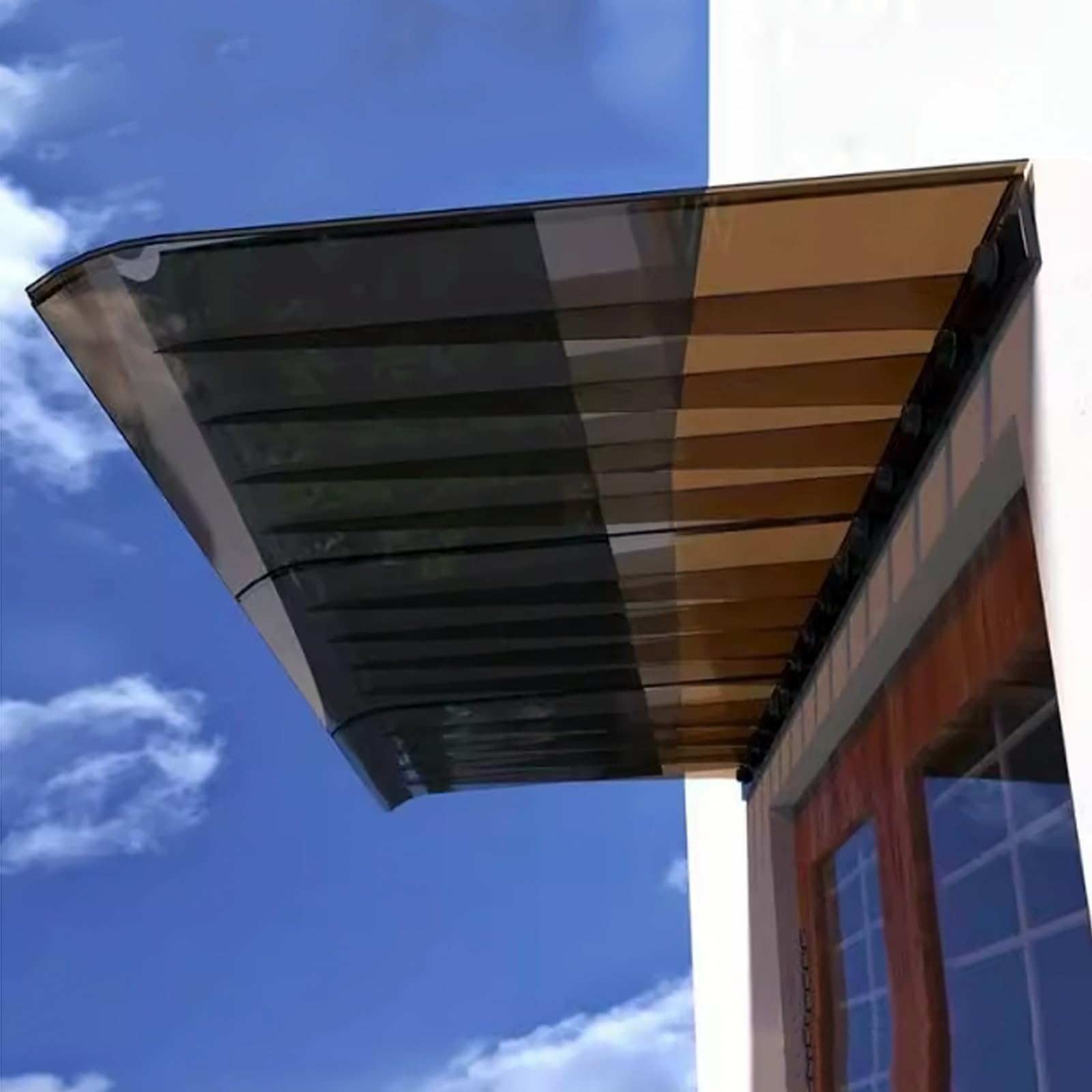 GJMSSMY Outdoor Door Canopy, Sun & Rain Protection Awning, Front Door Shelter with Hardware, Durable Polycarbonate Cover, 50x190cm (20x75in), Brown