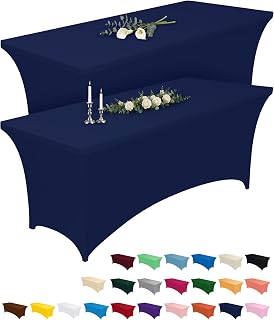 Pureegg Spandex Tablecloth 6ft 2 Pack Navy Blue