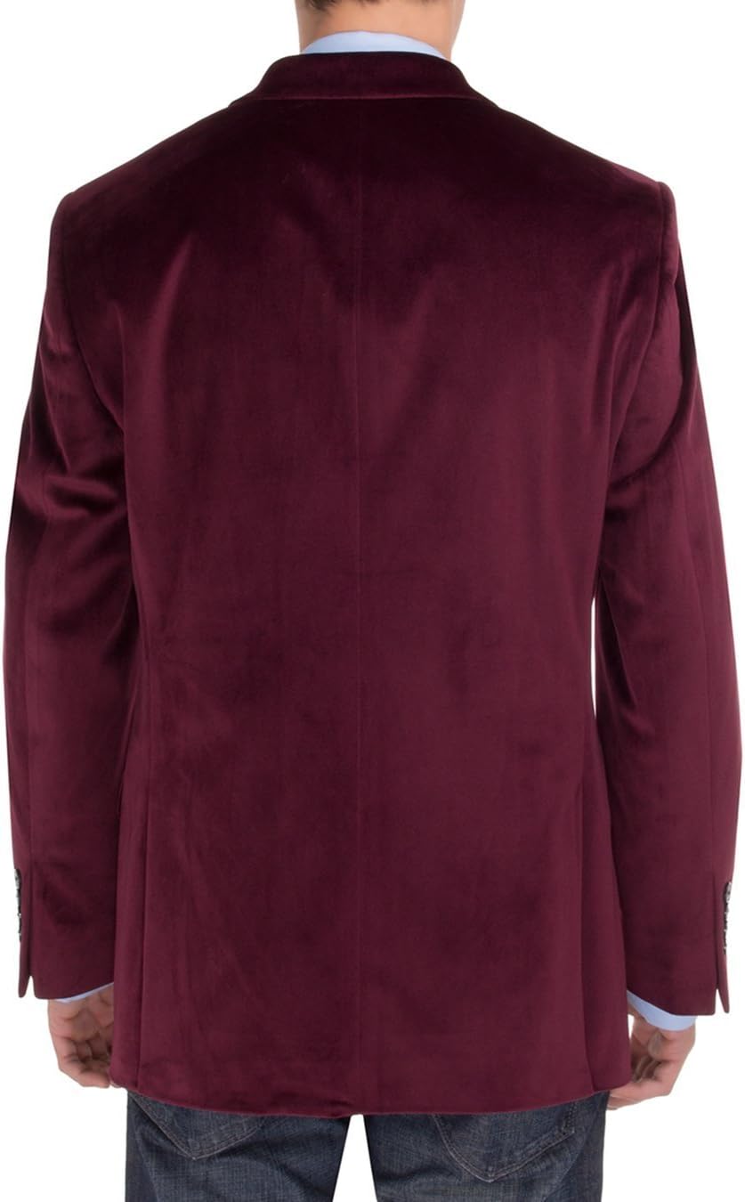 Salvatore Exte Men's Two Button Sport Coat Suit Jacket Modern Fit Velvet Blazer