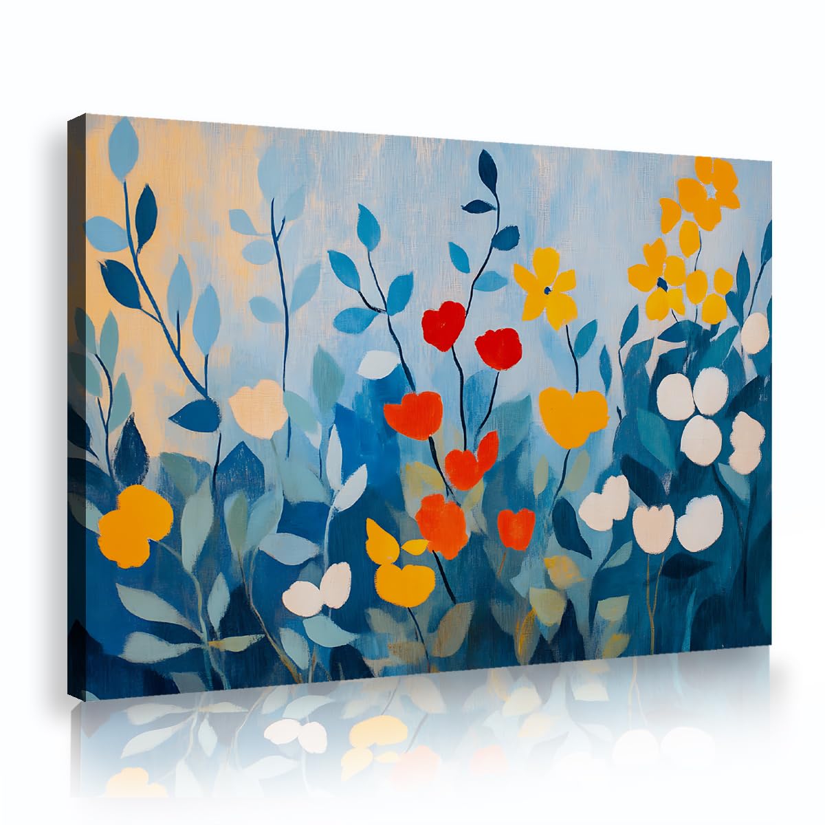 TOANGWALL Abstract Wildflower Canvas Wall Art Colorful Meadow Blossom Poster Prints Modern Floral Picture Painting for Office Lounge Hotel Decor 75x115cm