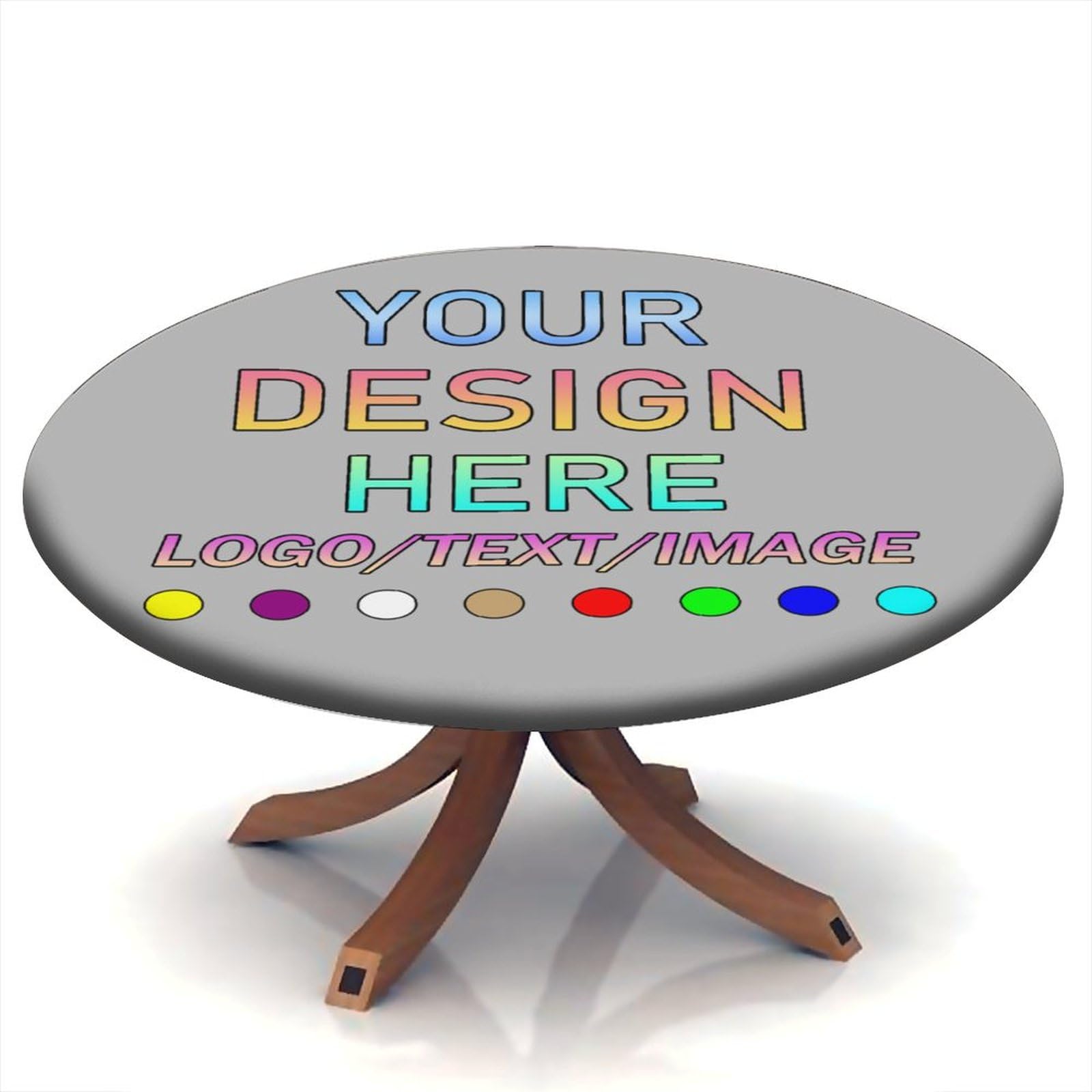 FLDRNKTP Custom Round Tablecloth with Elastic Edged Fitted Table Cover, Personalized Table Cloth Photo Text Logo Washable for Kitchen Restaurant Party