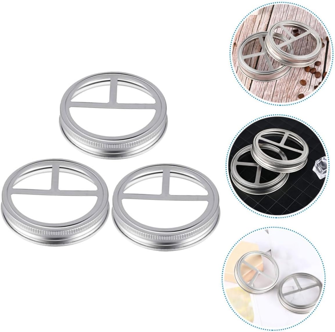 OUNONA 15pcs Stainless Steel Jar Toothbrush Lids for Jars Split-type Covers for Bathroom Organization and Food Storage