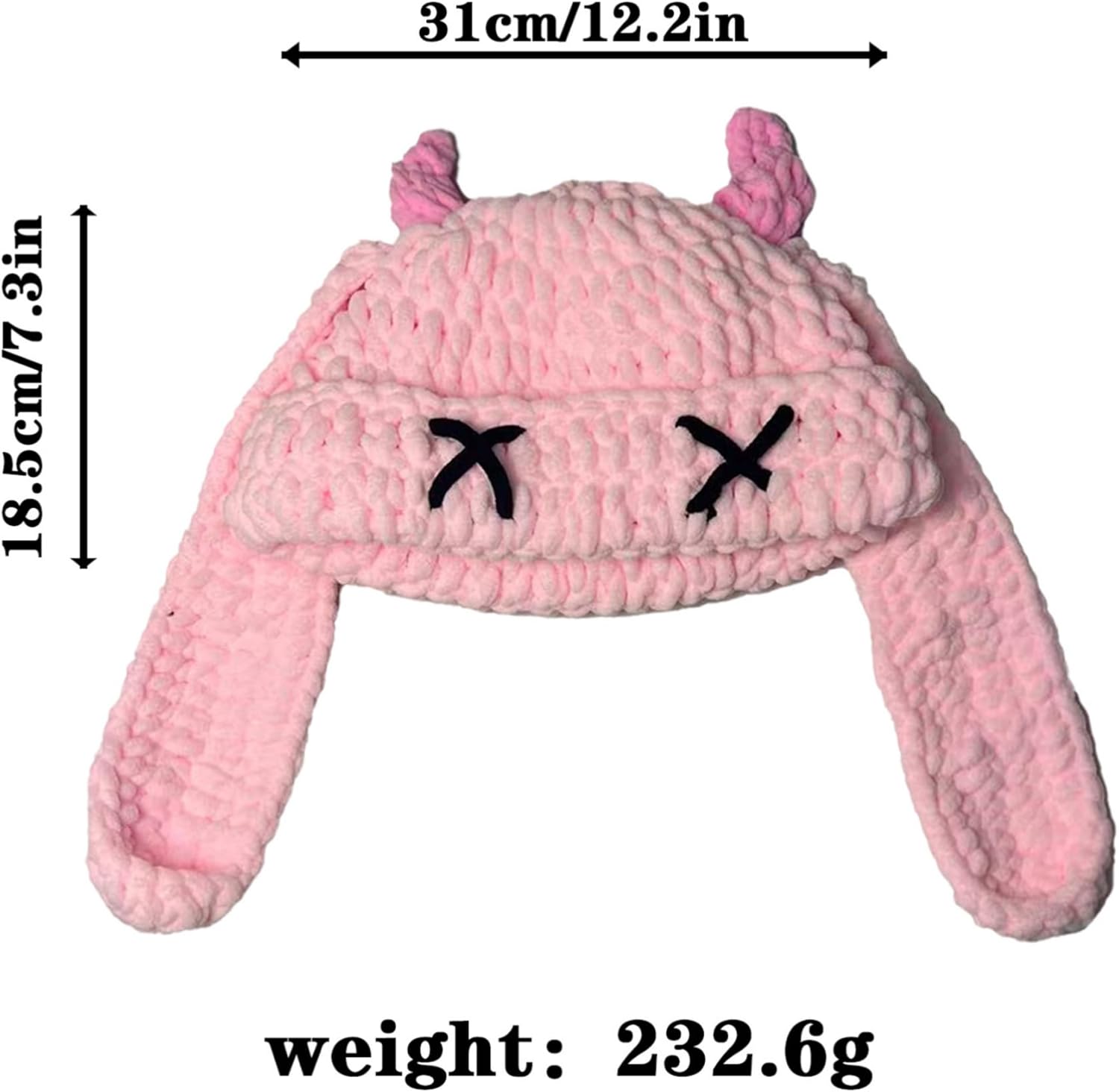 Knit Beanie Hats Cute Bunny Long Ears Funny Hat Winter Cap Warm Knit Rabbit Crochet Skull Cap Outdoor Slouchy Hat ski hat - Image 5