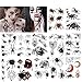 HOWAF Halloween Tatuajes Temporales Arañas Tatuajes Pegatinas para Halloween Cuerpo Maquillaje Disfraz Fiesta Artículos, 70+ Arañas Telaraña Tatoos Stickers para Cara Hombro Brazo Mano Corporal Arte