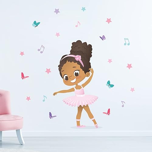 Calcomanía de pared de bailarina negra para dormitorio de niñas mod1 - Habitaciones y pegatinas