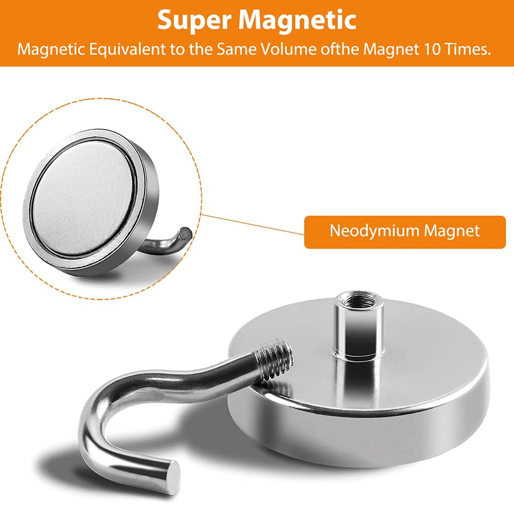CAVERNSHOP 5 PCS Heavy-Duty Magnetic Hooks – Wall Mount Magnet Hooks, No-Drill Waterproof Hangers for Kitchen, Bathroom, Home & Office – Holds Towels, Keys, Bags, Coats (Silver Magnatic) 2
