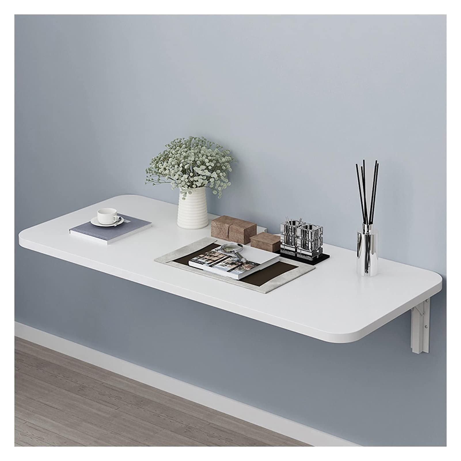 Bureau d'ordinateur portable mural blanc au design minimaliste scandinave