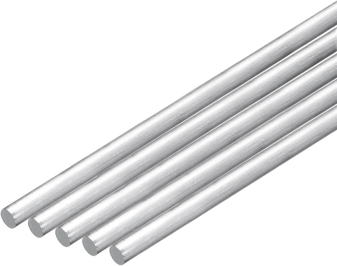 uxcell 5Pcs 3/16"(5mm) Dia Round Aluminum Rod, 16"(406mm) Long 6063 Aluminum Round Rod Solid Lathe Bar Stock for Industry Construction DIY Crafts