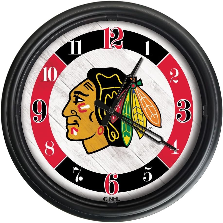 Holland Bar Stool Chicago Blackhawks Indoor/Outdoor LED Wall Clock