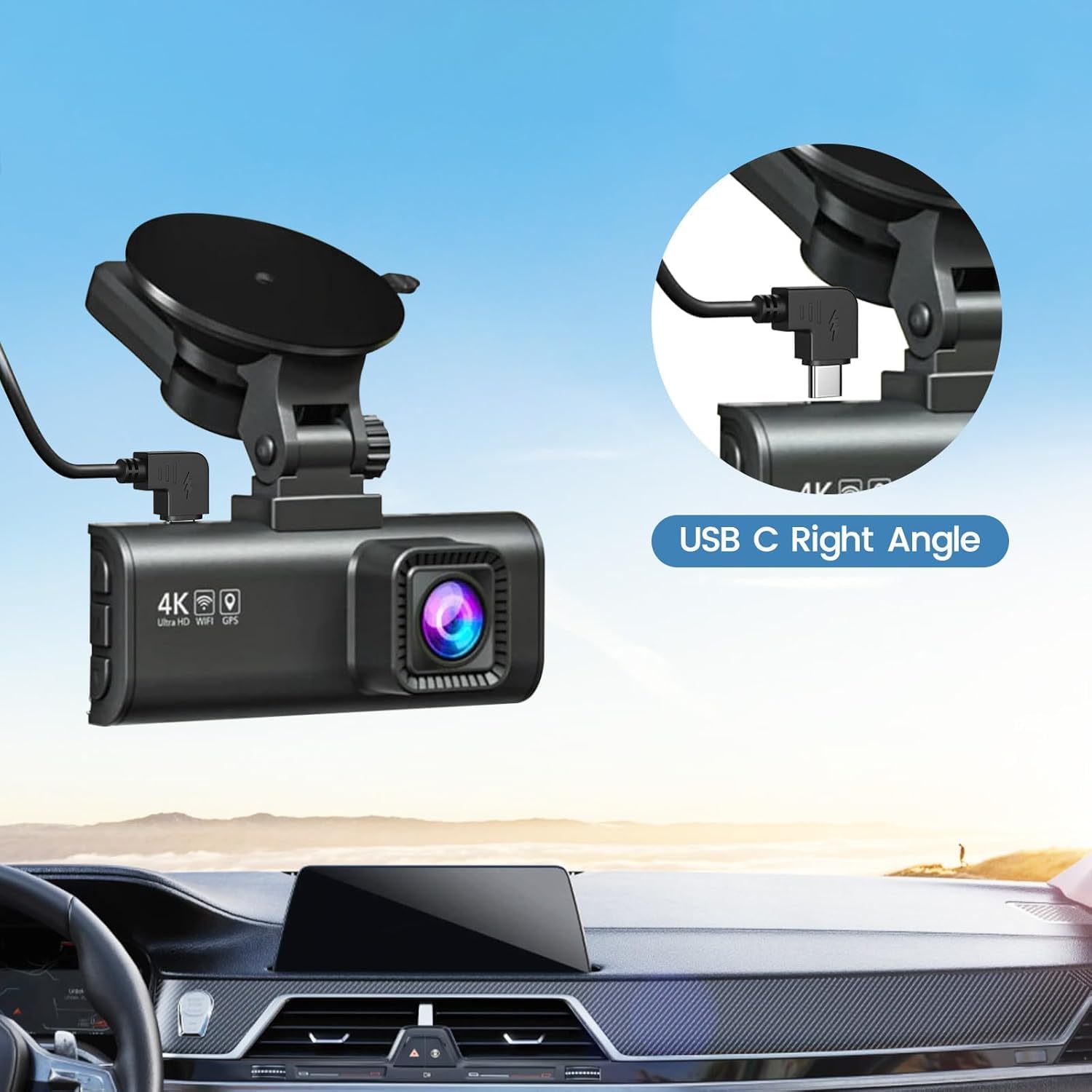 3,5 m langes Netzkabel für Redtiger Dashcam, USB-C-auf-USBC-Kabel für Red Tiger | Stromversorgung der Auto-Armaturenbrett-Kamera