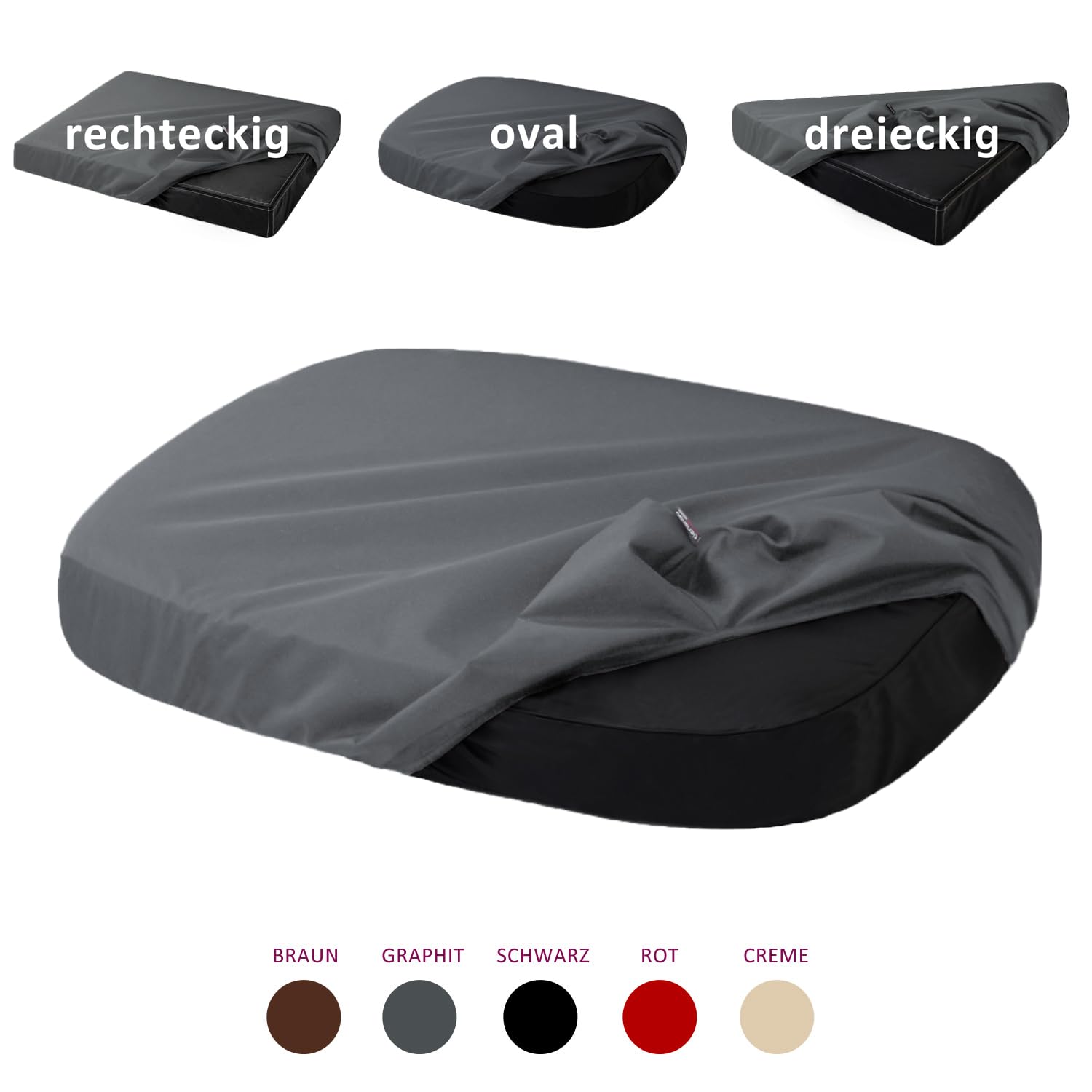 tierlando® Quick-Cover Sammy Basic Matratzenschoner für Hundebett und Hundematratze aus Polyester – rechteckiger, waschbarer Spannbettlakenbezug Größe: 75x65cm/75x55cm/90x50cm | Farbe: 02 Graphit